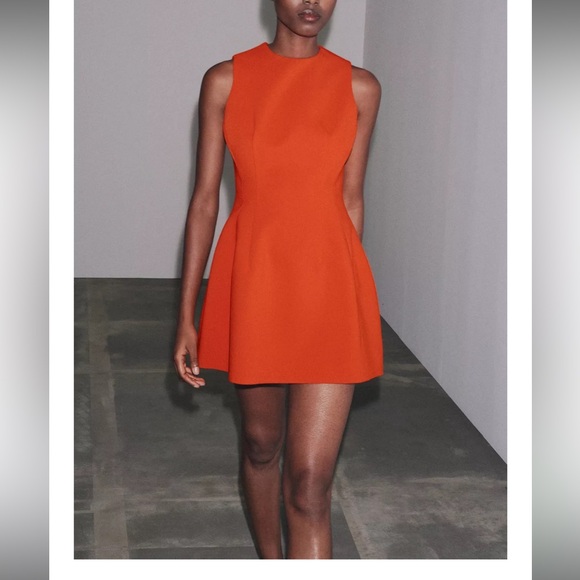 Zara poplin mini orange dress